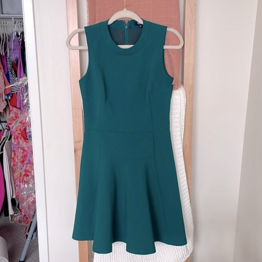 Women’s Madewell A Line Dress Green Skater Dress High Neck Fit and Flare Size 0